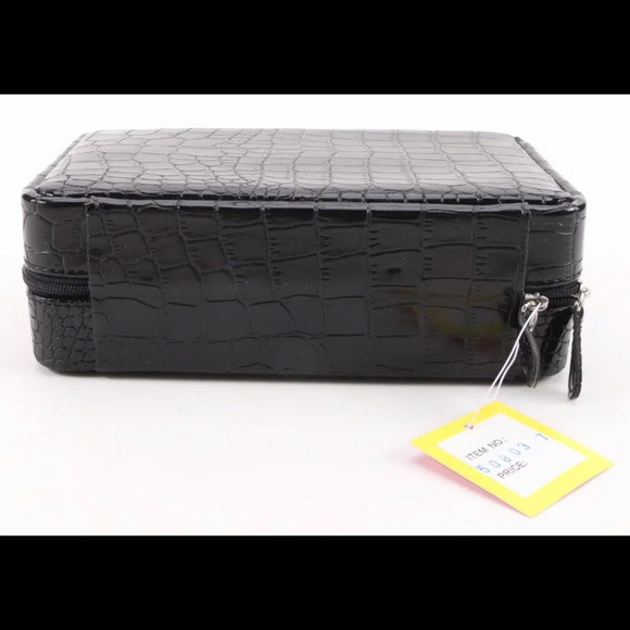 NWT Alten Black Croc Embossed Vinyl Travel Jewelry Case Boxes Set of 3 - Picture 14 of 14
